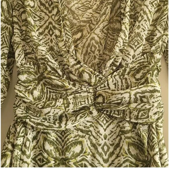 NWOT Zara Green and White Printed Mini Dress Size Large - Picture 7 of 10